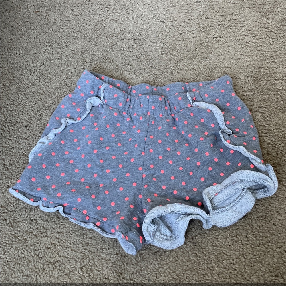 Gray Sleep Shorts with Pink Polka Dots